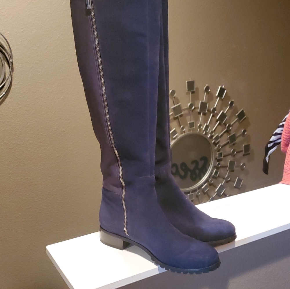 MK MICHAEL KORS NAVY BLUE TALL SUEDE BOOTS SIZE 9